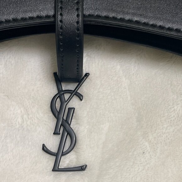 YSL Saint Laurent Le 5 a 7 Mini Leather Hobo Bag Purse - Black - Picture 3 of 11